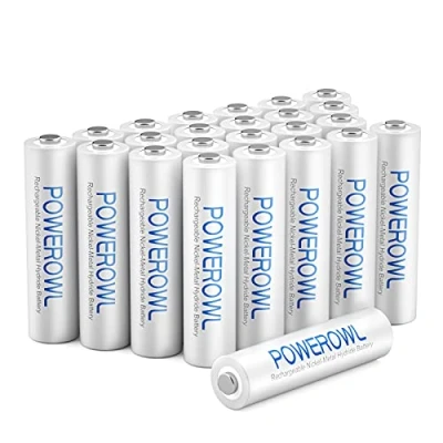 Image de POWEROWL Piles AAA Rechargeables,1000mAh 1,2V Ni Mh Accu 1200 Cycles, Faible Auto décharge Pile avec Emballage écologique Lot de 24