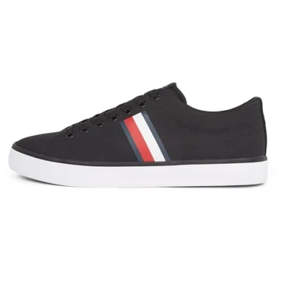 Image de Tommy Hilfiger Baskets Vulcanisées Homme Core Stripes Mesh Basses, Noir (Black), 41