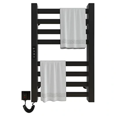 Image de SKYLYZH Seche Serviette Electrique 450x700mm Porte Serviettes Chauffant électrique Intelligent Radiateur Serviettes, Chauffage en Fibre de Carbone, Anthracite Black Left