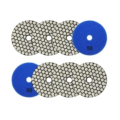 Image de SANLEETEK Disque Diamant Polissage 4&quot;/100mm 8 Pièces Grain 50 Pads pour Granit Marbre Pierre Artificielle Quartz Meuleuse D&#039;angle