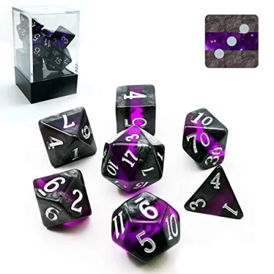 Image de Bescon Mineral Rocks GEM Vines Polyhedral D&amp;D Dice Set of 7, RPG Role Playing Game 7pcs Amethyst