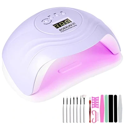 Image de Lampe UV LED Sèche Ongles,168W Portable, Séchoirs, Séchage Rapide 4 Minuterie,avec Capteur Automatique et LCD Ecran Pour Toutes Les Gels Violet