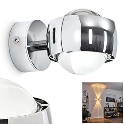 Image de Lampe murale Sapri couleur chrome avec des fentes sur le côté en métal etlentilles verre,ampoule(s) non incluse(s)