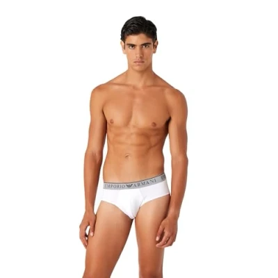 Image de Emporio Armani 2ER PACK Endurance LOGO Slip, Homme, Taille: Medium, Schwarz weiß
