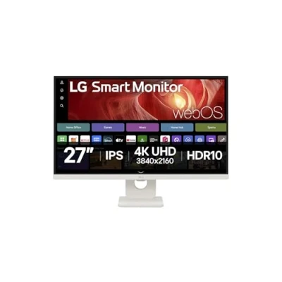 Image de SMART Monitor LG 27 IPS Blanc 3840x2160 16:9 5ms 350cd/m² 60Hz HDMI USB C Sortie Casque Webcam HPs Télécommande WebOs Pied Inclinable Neuf