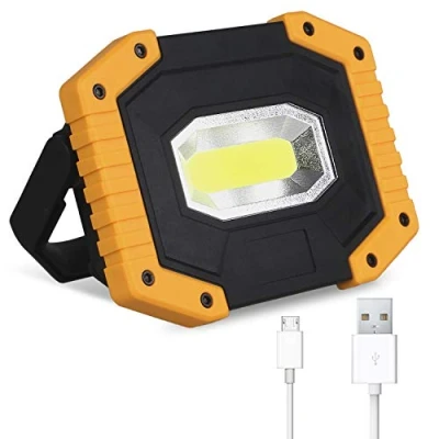 Image de Projecteur LED Rechargeable T SUN 30W 2000LM Chantier Portable 5200mAh Lampe Batterie Lumière de Travail avec 3 Modes &amp; USB pour Camping, Chantier, Garage, Atelier(1 pack)