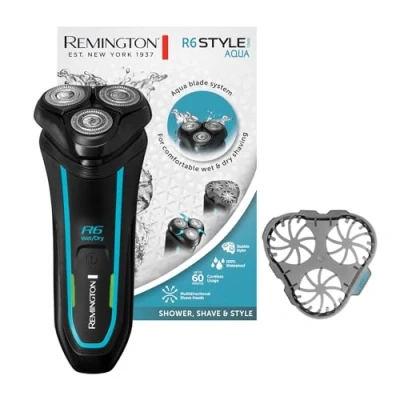 Image de Remington Rasoir Electrique [Performance Précison Comfort] Style Series R6 (Escamotable, Ergonomique, Têtes Multidirectionelles 360, Etanche, Batterie Lithium 60 min, Charge USB) Tondeuse R6000