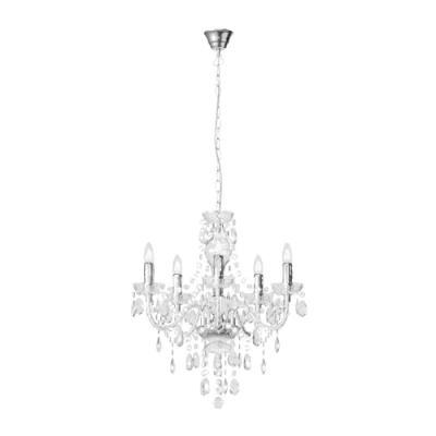 Image de Lindby Lustre Merida à intensité variable en Transparent e. a. pour Salon &amp; Salle manger (à 5 lampes, E14), suspension, lustre, lampe, plafonnier, plafonnier