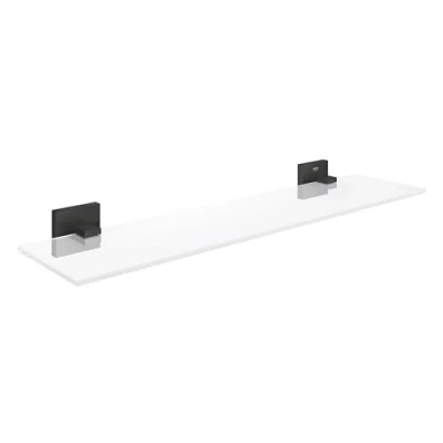 Image de GROHE Start Cube Tablette en Verre, Etagère de Salle Bain, Fixations Cachées, 53 cm, A Coller QuickGlue ou à Visser, Noir Mat, 411092430