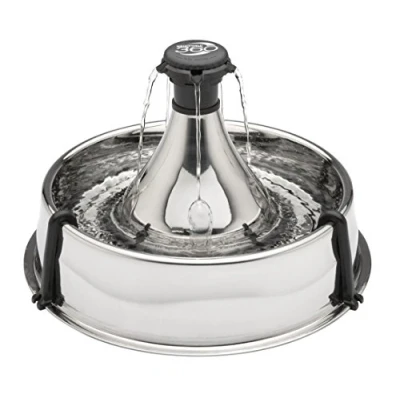 Image de PetSafe Fontaine à Eau pour Animaux 360 degrès Drinkwell en Acier Inoxydable, Capacité 3.8 L, 5 Jets d&#039;eau Cascade Personnalisables, Filtre Charbon et Mousse Une de qualité