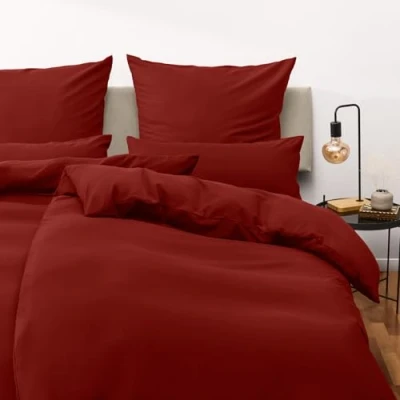 Image de Blumtal Housse de Couette 2X 135x200 + taie d&#039;oreiller 40x80 Parure lit certifié Oeko TEX Rouge Aurore