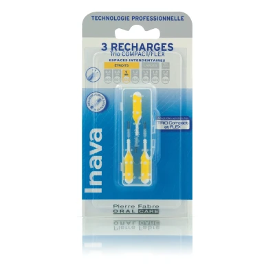 Image de Inava Trio Brossettes 4 Recharges Compact (Jaune, 1 mm)