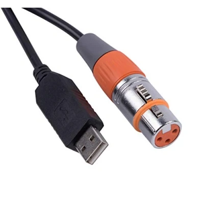 Image de Usangreen Câble de commande USB vers DMX RS485 Convertisseur série FTDI XLR 3 broches d&#039;éclairage scène (1,8 m, coque noire USB)