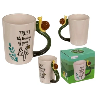 Image de Tasse escargot Trust the timing of your life 11 x 8,5 cm 300 ml En grès Dans un coffret cadeau