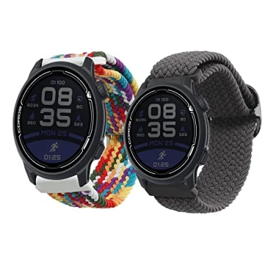 Image de kwmobile Bracelet Compatible avec COROS Pace 2 / APEX (42mm) 2X de Rechange en Nylon pour Fitness Tracker Gris Multicolore