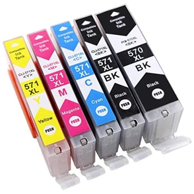 Image de Bergsan 5 Cartouche d&#039;encre Compatible pour Canon 570 XL 571 PIXMA TS5050 TS6050 MG5750 TS5055 MG6850 TS6051 TS6052 MG5753 MG6851 MG5752 TS5051 TS5053 MG5751 MG7750 TS8050 TS9050