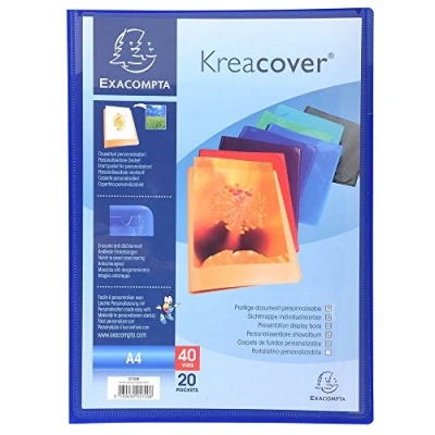 Image de Exacompta Réf. 5720E 1 Protège documents Kreacover Chromaline 20 pochettes cristal lisse 40 vues pour A4 dim 24 x 32 cm couverture en polypro semi rigide 8 couleurs aléatoires