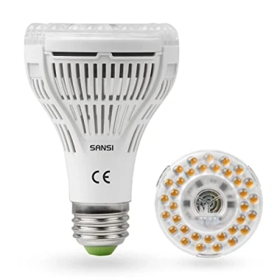 Image de SANSI Ampoule Horticole LED E27 15W pour Plantes d&#039;Intérieur, Lampe de Culture Plante à Spectre Complet Germination Croissance Floraison Fruit (PPF 27 μmol/s, Couvrage Vég 2x2 sq ft)