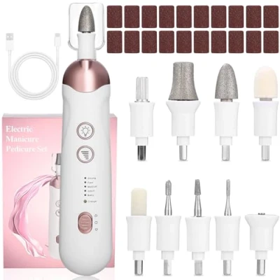 Image de Ponceuse Ongle,Ponceuse pour ongles avec 9 Embouts,Lime a Ongle Electrique,Ponceuse professionnel Anti Callosités,Set de Manucure Pedicure Electrique Le Soin Mains et Pieds
