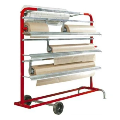Image de QLS support pour rouleau de papier masquage, nettoyage, sol avec roulettes