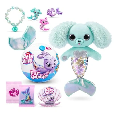 Image de Pets Alive Furmaids by ZURU Mermaid Plush Interactive Lights Sounds Girls Toy (Green Puppy)