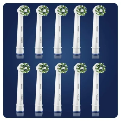 Image de Oral B Cross Action Clean Maximiser, Brossettes de Rechange, Embout, Pack 10, Blanc, Maximiser pour Brosse à Dents Électrique Jusqu’à 100 % d’élimination la Plaque Dentaire