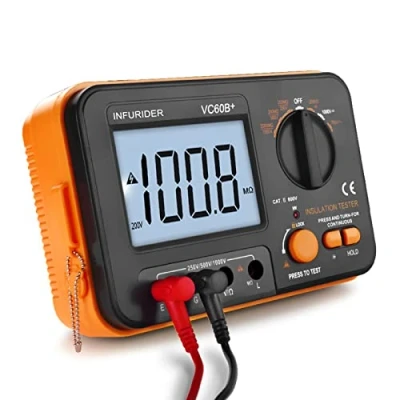 Image de Testeur de Résistance D&#039;isolation Numérique, Mégohmmètre Ohm Mètre YF VC60B+,Voltmètre 250/500/1000V, avec écran LCD Rétroéclairé, D&#039;Isolement à la Terre Maintien des Données