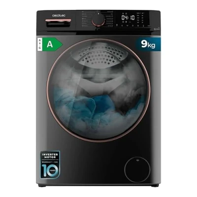 Image de Cecotec Lave linge frontal 9Kg Bolero Dresscode 9610 Inverter Steel A. 2000W, 1400 rpm, fonction vapeur, moteur Plus, 15 programmes, optimise le niveau d&#039;eau et temps de lavage