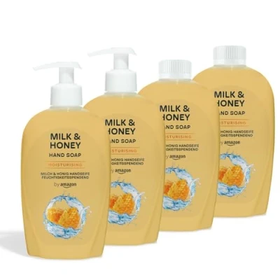 Image de by Amazon Savon pour les mains Lait et miel, 4 x 500 ml