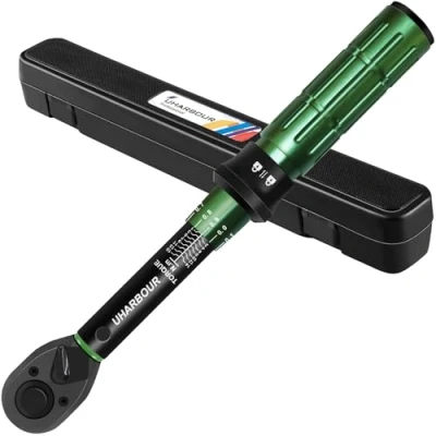 Image de Uharbour clé dynamométrique 1/4 pour vélo, 1 à 15 Nm, micro ajustement 0,1 Nm avec fonction de verrouillage, précision d&#039;étalonnage ± 3 %, double direction 72 dents