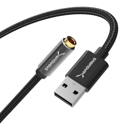 Image de SABRENT Carte Son Externe, Adaptateur Audio USB vers 3,5mm Jack, convertisseur de avec Stéréo, Micro, pour PS4, PS5, PC Laptop, Compatible Windows, Mac Plug and Play (CB UA35)