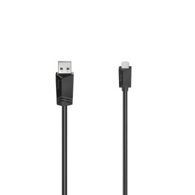 Image de Hama Câble USB 2.0 A MICRO B pour le transfert de données numériques, signaux et d&#039;alimentation (480 Mbps, 3A, double blindage, 1,5m) noir