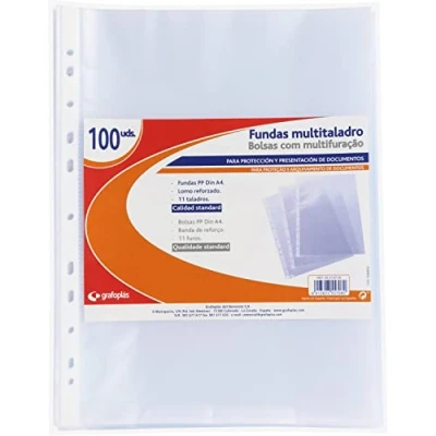 Image de Grafoplas 5576700 Paquet de pochettes avec trous en polypropylène Format A4 Transparent
