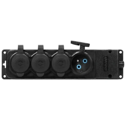 Image de ORNO AE 13167 Multiprise Exterieur étanche Résistance à l&#039;Humidité et Aux Chocs Séparateur Etanche Répartiteur IP44 16A 230V AC Caoutchouc Ignifuge (4 Prises)