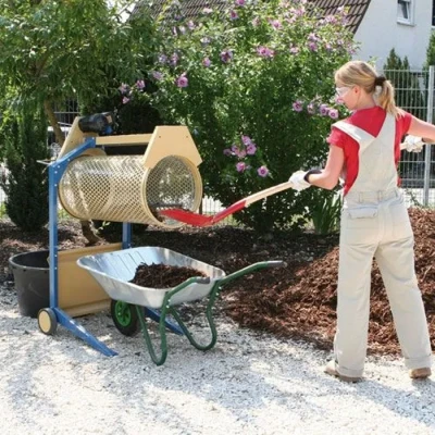 Image de Tamis rotatif pour jardins et chantiers Polyvalence facilité d&#039;utilisation