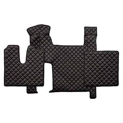 Image de F CORE Tapis de entierement Le Sol Camion compatibilité pour Man TGX 01.07 12.17 AUTOMAT 2 Tiroirs Noir/Rouge