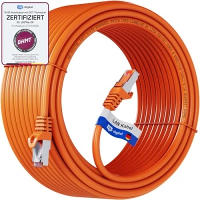 Image de HB DIGITAL 10 m Câble Ethernet LAN CAT 7 S/FTP PiMF LSZH AWG26 Réseau avec Connecteurs RJ45 6A Gbits/s 600 MHz Idéal pour Panneau de Brassage Serveurs PC Laptop Smart TV DSL Orange