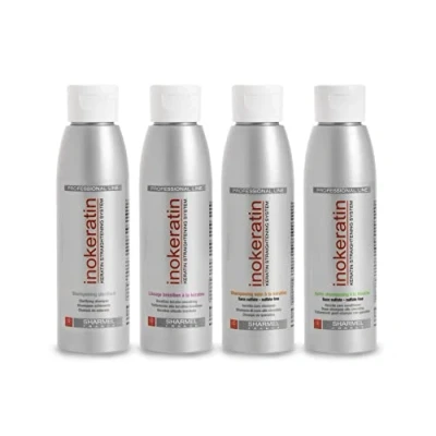 Image de Kit Lissage Brésilien Inokeratin + Shampoing Après 4 x 125ml à la Kératine et l&#039;Huile d&#039;Argan Sans Formol