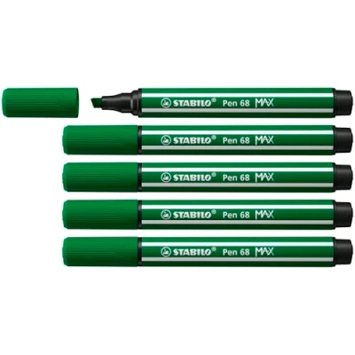 Image de Feutre dessin STABILO Pen 68 MAX ARTY Lot x 5 Feutres Coloriage Pointe Large vert