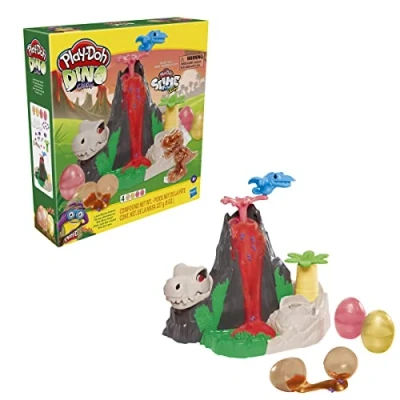 Image de Play Doh Dino Crew Slime, Jouet Île aux Dinosaures, avec pâte HydroGlitz atoxique, pour Enfants dès 4 Ans