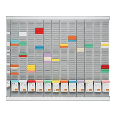 Image de Nobo Kit Planning Annuel Mural à Fiches T, 12 Colonnes &amp; 32 Fentes, Indice 2, T Index Inclus, 32938864