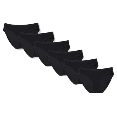 Image de Amazon Essentials Bas de bikini en coton (grandes tailles disponibles) Femme, Lot 6, Noir, 4XL Grande taille