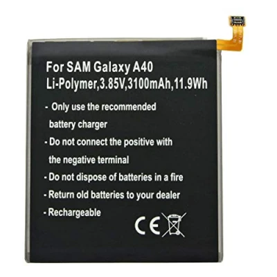 Image de AccuCell Batterie pour Samsung Galaxy A40, Li Polymer, 3,85 V, 3100 mAh, 11,9 Wh, intégrée, sans outils