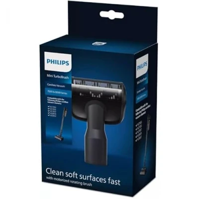 Image de Philips Original Mini TurboBrosse pour Aspirateurs sans Fil séries 7000 et 8000, Nettoie Rapidement Les Surfaces Douces, Compacte, Compatible avec : XC7053, XC7055, XC7057, XC8055, XC8057 (XV1684/01)