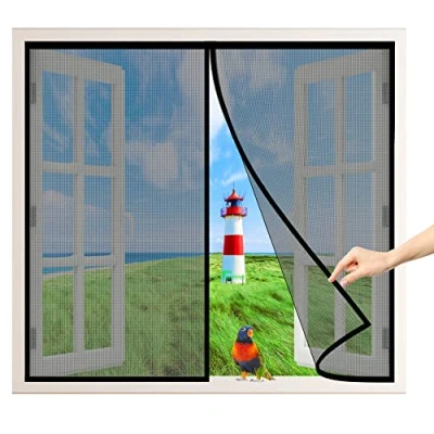 Image de Moustiquaire Fenetre, 85x110 cm AimantéE Fenetre Fermeture Automatique Facile à Installer pour Couloirs Fenetres, Noir P