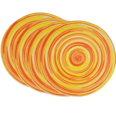 Image de SCF2017 Lot de 4 sets table ronds en fil coton tissé résistant à la chaleur Jaune + orange 30 cm