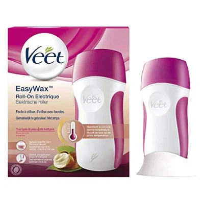 Image de Veet EasyWax Roll On Kit d&#039;Epilation à la Cire, Rose et Blanc, 1 Unité (Lot de 1)
