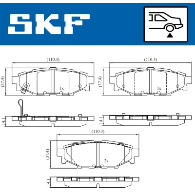 Image de SKF VKBP 90357 A Jeu de plaquettes frein avec indicateur d&#039;usure SUBARU: Impreza III 5 portes, XV I, Forester