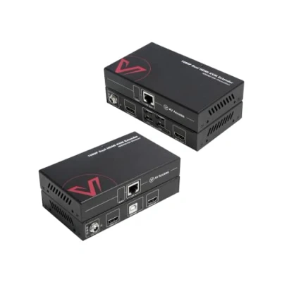 Image de AV Access HDMI USB KVM Extender Dual Monitor Over Cat5e/6/6a/7 up to 1080p@60Hz 197ft, Zero Latency Extended View, Display 2 Monitors with 4 2.0 Ports for Keyboard/Mouse, HDCP 1.4, PoC