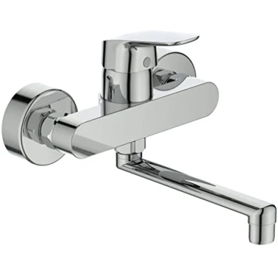 Image de Ideal Standard Mitigeur de lavabo CeraFlex à levier unique avec bec pivotant Pour montage mural raccords en S réglables chrome